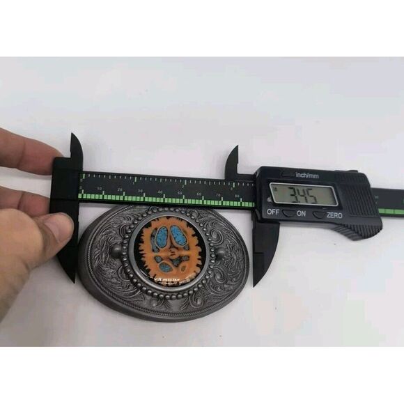 Vintage Turquoise And Resin Western Belt Buckle - Picture 7 of 8